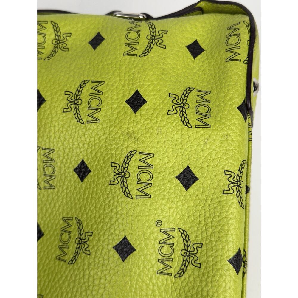MCM Messenger Crossbody Bag in Neon Green Visetos Monogram Leather S-15 - Picture 11 of 16